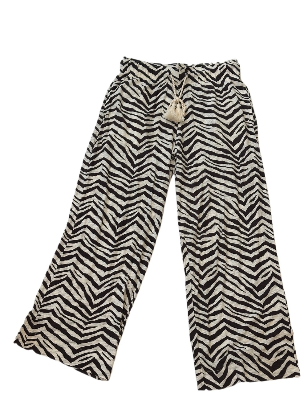 Tahari Black & White Zebra Print Wide Leg Pants Sz M